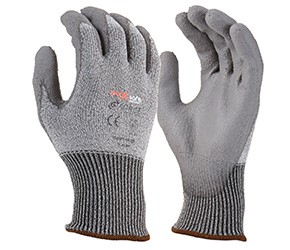 MAXISAFE GLOVES G-FORCE TAEKI5 CUT-5 SILVER PU COATED PALM XXL